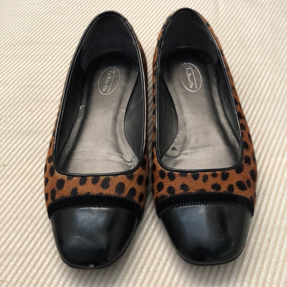Talbots Black Patent/Ocelot Ballet Flats